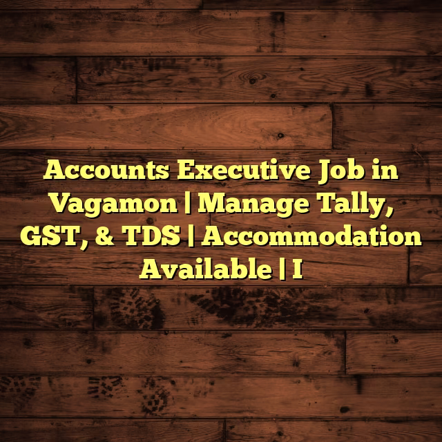 Accounts Executive Job in Vagamon | Manage Tally, GST, & TDS | Accommodation Available | I