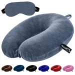 Billebon Premium Neck Pillow for Travelling Airplane Travel Pillow Comfortable Head Rest Neck Holder Pillow (Grey Neck Pillow with Eye Mask)