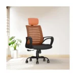 CELLBELL Desire C104 Mesh High Back Ergonomic Office Chair – Adjustable Seat Height, Sturdy Metal Base, Revolving Study & Computer Chair for Work from Home, Orange
