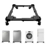 Lifelong Adjustable Washing Machine Stand with Wheels, Heavy Duty Steel Trolley for 5 Kg to 12 Kg Top Load & Front Load Washing Machines | Fridge & Air Cooler Stand | 180 Kg Capacity | Anti Vibration Pads | Black