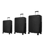 Verage V-Lite Firestone Combo Set of 3 (Cabin + Medium + Large Check-in) Bold Black Hardsided Trolley Bags for Travel, Suitcases with Spinner Wheels, Anti-Theft Luggage (20/24/28 Inche)