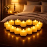 12 Pcs LED Tea Light Candles, Flameless, Smokeless LED Diyas, Decorative Acrylic Candle for Navratri Decoration, Home Decor, Diwali, Deepawali, Festival Gifting (Pack of 12)