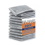 25 Pack Non-Scratch Wire Dishcloth, Steel Scrubber for Utensils Cleaning, Multipurpose Wet and Dry Cleaning Dish Wash Cloth Scrubber for Washing Dishes, Sinks, (25)