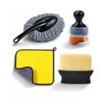 4-in-1 Car Cleaning Kit – Microfiber Car Duster with Handle, Ultra-Soft Detailing Brush & 40×30 cm Microfiber Towel | Scratch-Free Interior & Exterior Cleaning Combo for Dashboard, AC Vent & Car Body