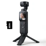 4K Vlogging Camera with 330° Rotating Lens & Face Tracking, Portable Pocket Digital Camera for YouTube TikTok with WiFi, Includes 16GB Card, Tripod & Carrying Bag,Black