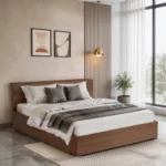 ABOUT SPACE Bed – (84 x 62 inches) Queen Size Bed Without Storage | Engineered Wooden Bed Frame with Headboard & MDF Board for Mattress | 1-Year Warranty Cot for Bedroom – Maldau Acacia (Rustic Brown)