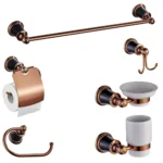 ALTON CopperBlack Brass, 6-Piece Bathroom Accessories Set, | Towel Rail, Towel Ring, Soap Dish, Tumbler Holder, Toilet Paper Holder, Robe Hook