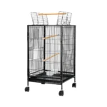 Amazon Basics 30-Inch Metal Bird Cage with Gate | Feeders, Wooden Perches & Tray | Ideal for Lovebirds, Parrots & Small Birds | 3 Levels