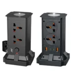 Ant Pulse Tower Extension Board 2500W 10A Power Strip, 4 Universal Sockets, 2USB & 2Type-C Ports, Surge Protector, Vertical Multi Plug Charging Station, LED Night Light for Home Office Gaming Setup