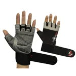 Aprodo Cross-Fitness Training and Workout Weight Lifting Gym Gloves, with Wrist Support, Unisex, Free Size (Grey Black)