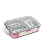 Asian Plastowares – 3 Insulated Lunch Box | Tiffin Box – Leak-Proof, Airtight | Lunch Box for Kids & Adults | Durable & Spill-Free School, Office, and College Tiffin | Light Pink