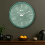 Bosco Modern Non Ticking Silent, Sage Green Frame 30 CM, Round Wall Clock for Home, Living Room, Bedroom, Office and Kitchen
