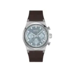 BOSS Candor Chrono Qtz Fashion Chrono Ice Blue Round Dial Men’s Watch|Brown Leather Material|Brown Color Band – 1514219