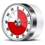 Bramani 60‑Minute Mechanical Kitchen Timer – Magnetic Stainless‑Steel Visual Countdown Clock with Loud Alarm, Battery‑Free Wind‑Up Design – Perfect for Cooking, Study, Office & Classroom (White)