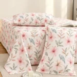 BSB HOME 100% Cotton Cloud ouch Double Bed Bedsheet Set | 144 TC Soft & Breathable | Baby Pink & Pastel Floral Design with 2 Pillow Covers | Wrinkle Free | for Bedroom (90 x 90 Inches)