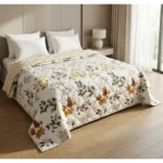 BSB HOME Ultrasonic Quilted AC Comforter 220 GSM|Premium Microfiber Reversible All Season Blanket for Double Bed | Ultra Soft Lightweight Quilt Duvet | 225 x 220 cm (Yellow & Beige)