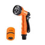 Btag 7-Pattern Garden Spray Gun Hose Nozzle with Adjustable Trigger Handle, Water Spray Nozzle for Car Wash, Lawn & Garden Watering – with Orange Connector (SPRAY001_Orange)