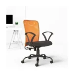 CELLBELL C83 Ergonomic Mesh Mid Back Office Chair for Home & Office | Height Adjustable Revolving Computer & Study Chair with Breathable Backrest, Metal Base, Lumbar Support & Swivel Wheels (Orange)