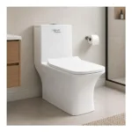 CHORD One piece Western Commode with 10 Years Warranty | Floor Mounted Monobloc Water Closet with Slim Soft Close Seat Cover | Washdown flushing | Dual Flush (6L/3L) | S Trap