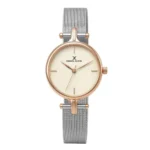 Daniel Klein Analog Silver Round Dial Rose Gold Case Silver Mesh Strap Water-Resistant Wrist Watch for Women Girls, Ladies DK11914-2