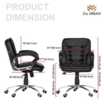 Da URBAN® Milford Mid Back Revolving Leatherette Ergonomic Home & Office Executive Chair with High Comfort Seating, Height Adjustable Seat & Heavy Duty Metal Base (Black)
