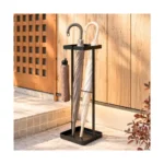 Decorlay Wrought Iron Umbrella Carrying Stand Rack for Canes, Walking Sticks, Indoor Holder Living Room Corner Free Golf Kit Stick Walking Stick & Cane (Black)