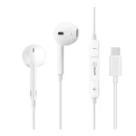 DH-1106 Extra Bass Wired Type-C Earphones with Mic | USB-C Jack | Deep Bass Sound | Noise Isolation | White