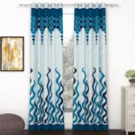 Door Curtains 9 Feet Set of 2, Abstract Sky Blue & Blue