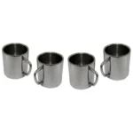 Dynore satainless Steel Set of 4 Double Wall Big Sober Tea/Coffee Mugs 300 ml Each