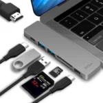 EKSA USB C Hub, 7 in 2 Type C Adapter for MacBook Pro 13″ 15″ 2018/2017 with 4K HDMI, 100W Power Delivery, Thunderbolt 3 Port, 2 USB 3.0, SD TF Card Reader, USB HUB T8 Grey