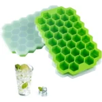 Flexible Silicone Honeycomb 37 Cavity Ice Cube Tray with Lid for Freezer Moulds Small Cubes Whiskey Fridge Bar Soft Ice Cube Tray -Color May Vary-[ 1-PCS ] [ Multicolor ]