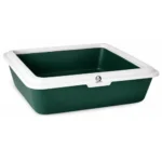 Foodie Puppies Rectangle Cat Litter Tray (Small (Green) – 49 x 38 x 15 cm) with Rim, Reduces Odor, Perfect Starter for Toilet Training Your Kitten and Puppies