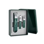 Force24 Nail Cutter Set with Glass File, Ultra Sharp Sturdy Fingernail and Toenail Clipper for Thick Nails, Stainless Steel, Green, 4 Pieces Set with Box