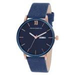 French Connection Leather Analog Blue Dial Men’s Watch-Fcn00034E, Band_Silver