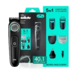 Gillette Series 3 All-in-One Beard & Body Trimmer for Man (by Braun) | 40 length settings for Face, Body, Head & Private Parts | Ultra Sharp Blades for Precise trim | Sensitive Body Comb for body grooming | 3-Year Warranty | 5 on top Attach