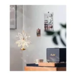 Glowave™ Modern Gold Finish Luxury Crystal Flower LED Bedside Pendant Hanging Light Ceiling Lamp Light Fixture – Trichromatic | Warm White, White, Natural White | (844-1P Flower)