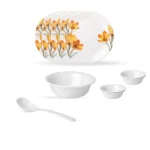 Golden Fish 10 Pieces Dinner Set for Kitchen & Dining | 4 Full Plates, 4 Veg Bowls, 1 Donga & 1 Serving Spoon | Complete Family Serveware Set for Daily Use, Hosting & Gifting