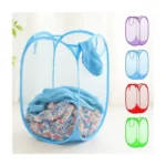 Heavy Duty Laundry Basket | Large Round Collapsible Storage Hamper | for Blankets, Toys & Laundry | Foldable Home Organizer for Dorm, Apartment | Blue