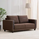 Home Centre | Berry 3-Seater Fabric Sofa | Sofa for Living Room | Solid Wood | Brown | 1 Year Warranty