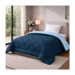 HOMEKART 220 GSM Solid Plain Reversible Summer Microfiber AC Comforter/Duvet| All Season Single Size 3 Layered Quilted Blanket for Single Bed (220 cm x 152 cm, Teal Blue and Grey)| TC – 250