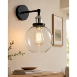 Homesake ® Edison Industrial Glass Wall Lamp, Antique Vintage Industrial Loft, E27 Holder, Decorative, Swing Wall LED Light, Filament (Nickel, Globe)