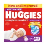 Huggies Complete Comfort Wonder Pants | Pant Style Baby Diapers Newborn Size (NB/XS), 90 Count | India’s Fastest Absorbing Diaper, Prevents Diaper Rash, Ideal for 0-5 Kgs