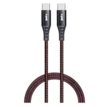 iBall 100W Type-C to Type-C Braided Charging Cable, Fast Charging 20V 5A, 1.5 m, Black + Red