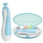 KIMEE Baby Nail Trimmer | New Born Essentials | Baby Nail Cutter New Born 0-12 Months with 6 Filer Heads Adjustment | Blue, 1 Count