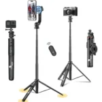 Kratos Magnetic Selfie Stick Tripod Stand Reinforced 53″/ 135 CM Long tripod stand, 360° Rotation, Bluetooth Remote for Selfie, Vlogging, Travel & Compatible with iPhone, Smartphones, Gopro, Ringlight