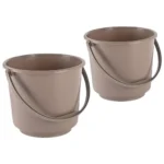 Kuber Industries 2 Pcs Compact Size Plastic 5 Litre Bucket for Kitchen, Cleaning & Water Storage – Small Lightweight and Easy to Carry Utility Bucket Ideal for Mopping – Plain – Brown