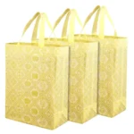 Kuber Industries Unisex-Adult Shopping Handbag | Grocery Shopping Bag | Reusable Shopping Bags | Vegetable Bag | Check-Kalash Carry Bag | Pack of 3 | Yellow