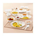 Larah by Borosil 27 Pieces Bella Opalware Dinner Set for Family of 6