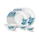 Larah by Borosil Pansy Fluted Series Opalware Dinner Set | 13 Pieces for Family of 4 | Microwave & Dishwasher Safe | Bone-Ash Free | Crockery Set for Dining & Gifting | Plates & Bowls | White