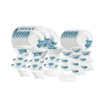 Larah by Borosil Pansy Fluted Series Opalware Dinner Set | 66 Pieces for Family of 6 | Microwave & Dishwasher Safe | Bone-Ash Free | Crockery Set for Dining & Gifting | Plates & Bowls | White